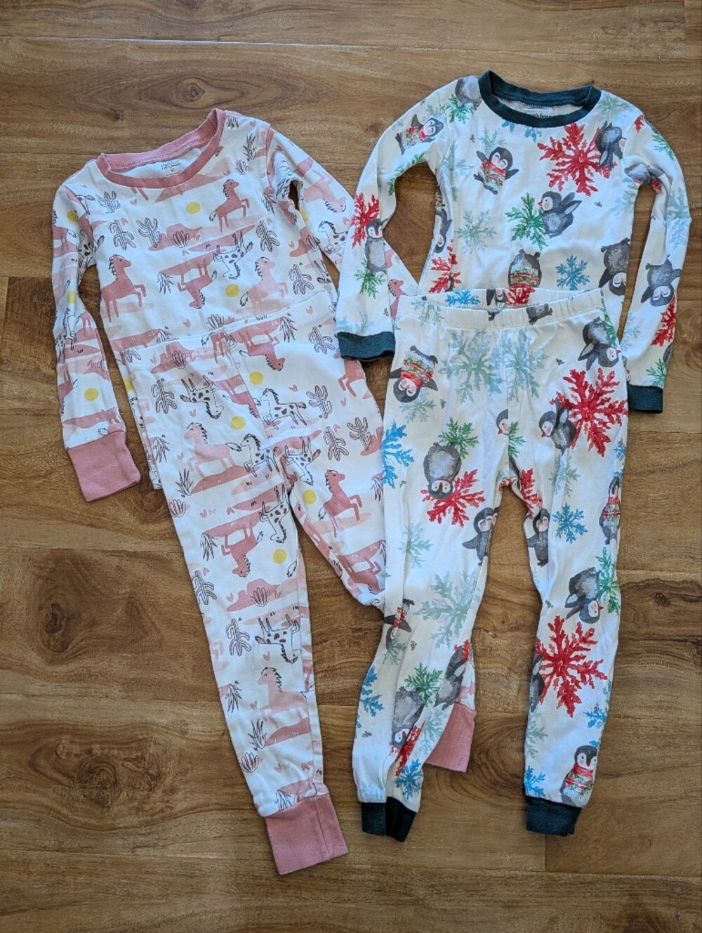 Lot Of 2 Burts Bees Honest Long Sleeve/Pants Winter Pajama Sets Toddler Girls 4T